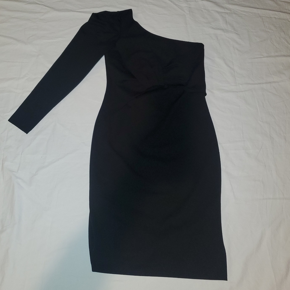 Trina Turk dress black One Shoulder Sleeve